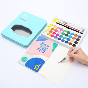 Boîte en métal de peintures aquarelles non toxiques pour enfants, ensemble de 36 couleurs de pigments aquarelles en pastilles - Product Image 4