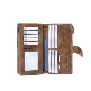 Portefeuille long en cuir PU pour femmes, portefeuilles vintage pour chèques avec blocage RFID, <span class=keywords><strong>porte</strong></span>-cartes - Product Image 2