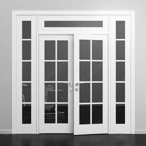 Puerta de Entrada Principal de Diseño Italiano Clásico de Lujo, Fabricada en Madera de Teca Contrachapada, con Rejilla Francesa y Doble Puerta de Madera y Vidrio - Product Image 5