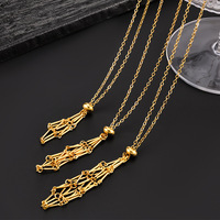 Collier flammé européen américain de haute qualité Pendentif à chaîne ajustable avec poche en filet tissé transfrontalier en acier inoxydable Or unique