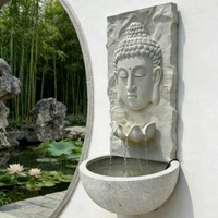 Fontaine murale décorative en résine de fibre de verre, alimentée par énergie solaire avec batterie ou électrique, portable, pour l'intérieur et l'extérieur, avec motif Bouddha