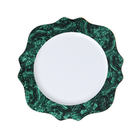 Vaisselle en porcelaine de haute qualité de couleur émeraude en gros, assiettes à dîner de luxe, ensemble de vaisselle en céramique pour un usage domestique