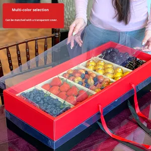 IMEE Scatola Regalo Rettangolare di Alta Gamma per Frutta, Fragole, Ciliegie, Mango, Confezione Dolce con Manico in Rosso e Nero - Product Image 4