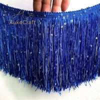 Accessoires de couture DIY : Tissu en dentelle polyester à paillettes, garnitures à franges et pompons, dentelle perlée pour costumes de danse latine, vêtements de scène et tapisserie