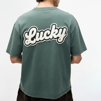 T-shirt d'été personnalisé épais pour homme, coupe oversize, en coton vintage délavé à l'acide, avec broderie appliquée et impression DTG