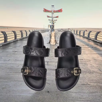 Sandales de plage de luxe 2026 pour femmes, design tendance, dessus en cuir imprimé, semelle en caoutchouc légère et confortable, semelle épaisse