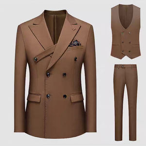 Costume en polyester pour homme, costume noir pour homme, costume d'affaires pour marié, fête de mariage, bal de promo, soirée élégante, cravate noire, occasions formelles - Product Image 2