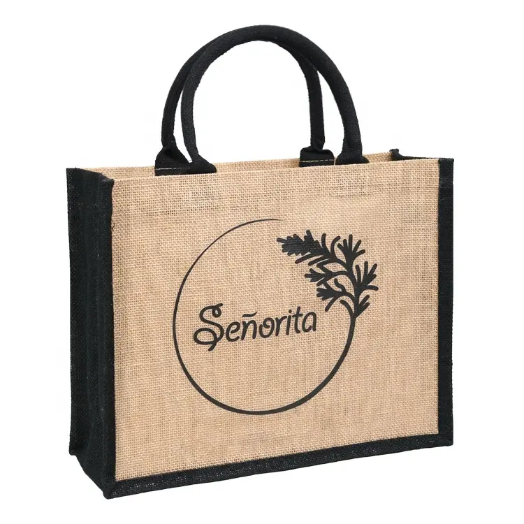 Bolso de arpillera natural popular resistente Bolsas de regalo de yute con logotipo personalizado