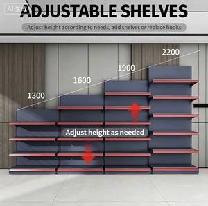 Supermarket <b>Shelves</b> Double-Sided Metallic Light Duty Storage Display <b>Rack</b> Gondola Wall - Product Image 5