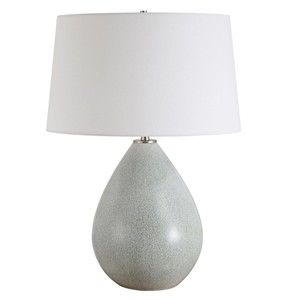 Gray Wood & Clear Crystal Stacked Modern Table Lamp | Sleek Contemporary Lighting for Hotel Guest Room & Living Area - Product Image 6