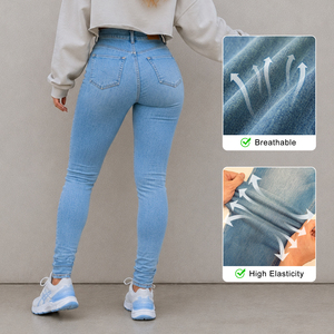 Jeans da <span class=keywords><strong>Donna</strong></span> in Misto Cotone-Poliestere, Taglie Forti, Vita Alta, Pantaloni <span class=keywords><strong>Skinny</strong></span> in Denim Resistente per Uso Quotidiano - Product Image 3