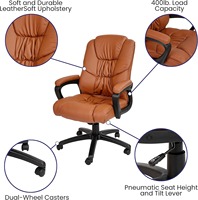 Fauteuil de bureau ergonomique de luxe en cuir, pivotant et inclinable, en nylon moderne de haute qualité SGY