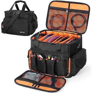 Estuche de Almacenamiento Portátil para Equipos de DJ, Bolsa de Transporte de Fibra de Carbono Reforzada con Almohadilla Extraíble, Bolsa Impermeable para Cables de DJ y Archivos de Música - Product Image 1