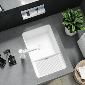 Fregadero de piedra Rectangular de bañera de lavandería de cerámica de un solo orificio moderno para baño u hotel Diseño de uso de encimera de fácil instalación - Product Image 4