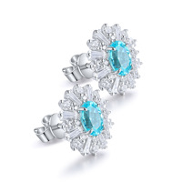 FKJEWELRY Boucles d'oreilles clous classiques en Paraiba synthétique de laboratoire pour femme, livraison directe premium