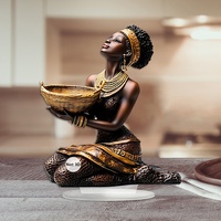 Figura Decorativa Acrílica Plana 2D Ecológica con Diseño Art Deco de Mujer Africana Rezando, Decoración de Mesa para Sala de Estar