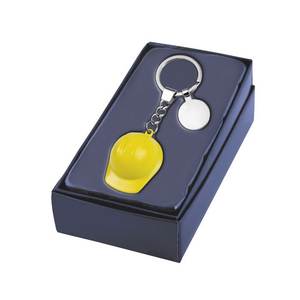 Porte-clés personnalisé avec logo, casque jaune, D=40mm, en métal, avec scénarios d'utilisation personnalisés - Product Image 2