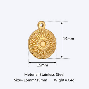 Collana con <span class=keywords><strong>ciondolo</strong></span> geometrico quadrato rotondo in <span class=keywords><strong>argento</strong></span> dorato fai da te in acciaio inossidabile caldo Vintage <span class=keywords><strong>ciondolo</strong></span> con moneta a forma di <span class=keywords><strong>sole</strong></span> - Product Image 6