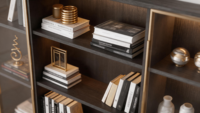 Estantería de Piso a Techo Personalizada con Acabado de Madera PET, Estantes LED, Armarios de Almacenamiento Ocultos, Ecológica, para Oficina en Casa