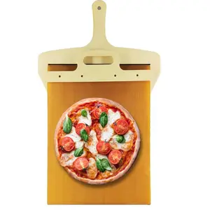 Tiktok Vente Chaude Pizza Pelle Outil Nouveau Design Multifonctionnel Bois Glissière Pizza Peel Pelle avec Poignée pour Gâteau et Tablette Stan