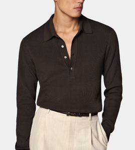 Suéter Personalizado de Invierno para Hombre, Estilo Fair Isle, Cuello Redondo, Color Marrón Oscuro, Manga Larga Acanalada, Tipo Polo - Product Image 1