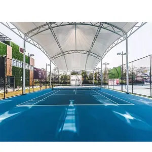 Fabrika özelleştirme açık lüks PVDF PTFE prefabrik çelik yapı spor stadyum gölgelik basketbol tenis mahkemesi çadır