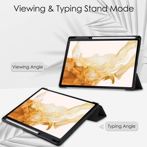 Custodia ultra sottile a tre ante in PU+acrilico con chiusura a flip in pelle per tablet Samsung <span class=keywords><strong>Galaxy</strong></span> <span class=keywords><strong>Tab</strong></span> <span class=keywords><strong>S8</strong></span> <span class=keywords><strong>Plus</strong></span> SM-X800 SM-X806 da 12,4 pollici - Product Image 2