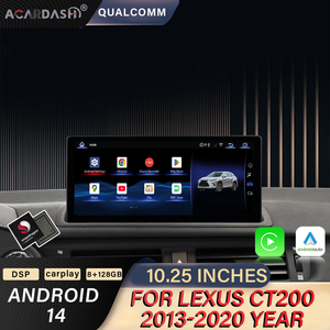 Pantalla Carplay de 10.25 Pulgadas, 128 GB, 1920*720, 8 Núcleos, Navegador GPS para Automóvil, Multimedia CT200, Android <span class=keywords><strong>14</strong></span>, Qualcomm para CT200h, Años 2013-2020 - Product Image 1