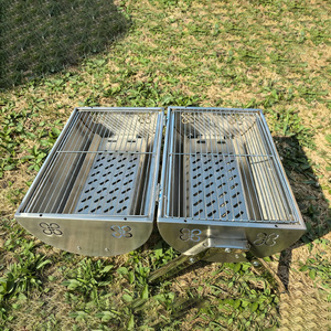 Parrilla de camping para exteriores de acero inoxidable, a carbón, de 80x40 cm, estufa portátil para barbacoa para uso en exteriores. - Product Image 3