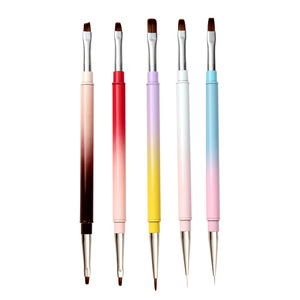 Pinceau à ongles double tête avec support métallique, logo personnalisé, vente en gros, professionnel, pour salon de manucure, pinceau de peinture UV Gel - Product Image 1