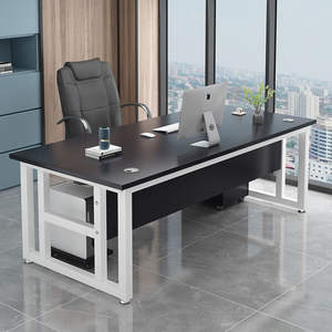 Bureau d'ordinateur en bois massif, bureau de travail de 1,8 m au design simple, mobilier de bureau à domicile, poste de travail pour salon et chambre - Product Image 4