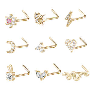 <span class=keywords><strong>Anneau</strong></span> nasal en acier inoxydable 316L cristal CZ clous de nez en forme de L <span class=keywords><strong>piercing</strong></span> nasal carré bijoux de corps pour femmes - Product Image 1