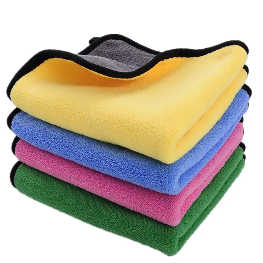 400gsm 500gsm 600gsm Micro Fiber 30X40 Microfiber Towel Twin Colour Thick Coral Fleece Thickness Cleaning Drying Car Wash Towel