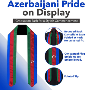 Estola de Graduación Personalizada con la Bandera de Azerbaiyán, Chal, Bufanda, para Estudiantes Internacionales, Venta al por Mayor - Product Image 6
