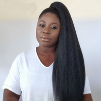 Queue de cheval raide et bouclée en cheveux humains, longue, à clipser avec cordon de serrage, en cheveux humains brésiliens Remy pour femmes