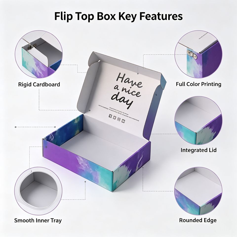 Custom Printed Flip Gift Box Colorful Gradient Rigid Paper Packaging ...