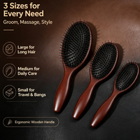 Brosse à cheveux en bois de hêtre naturel avec coussin d'air et poils de sanglier pour massage, vente en gros, personnalisation du logo privé, OEM