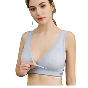 High Quality Wide Straps Women's Nursing Bras Breastfeeding Maternity Wireless Comfort Sleep Bra Directly Factory