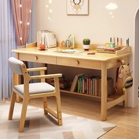 Best-seller Chaise et table d'ordinateur moderne Bureau d'étude durable en bois massif avec tiroirs