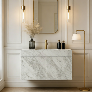 <span class=keywords><strong>Mobile</strong></span> <span class=keywords><strong>Bagno</strong></span> Freestanding Personalizzato in Marmo Bianco di Carrara per Progetti di Design d'Interni per Hotel - Product Image 1