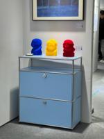 Meuble de rangement modulaire autoportant en acier inoxydable reconfigurable moderne pour chambre et salon