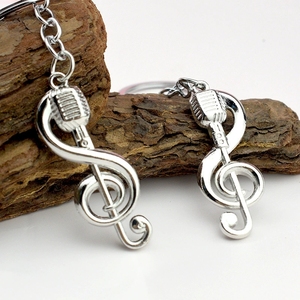 Wholesale Metal Music Note Microphone Shape Key‑ring Creative Music Symbol Keychain Souvenir For Music Studio Gift - Product Image 3