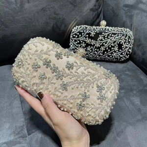 Bell Square Fashion Sparkling Rhinestone Pearl Evening Bag Dress Exquisite Handmade Beaded <b>Clutch</b> Crystal Black <b>Wedding</b> Brand - Product Image 1
