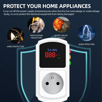 Prise Réglable Automatique ZHNL 13A 230V avec Affichage Numérique Personnalisé, Protection Contre les Surtensions et les Sous-tensions pour Réfrigérateur