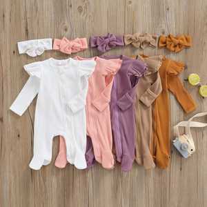 Conjuntos de Ropa de Invierno Hongbo OEM Marca de Diseñador para Bebé Niña Recién Nacida de 0-3 Meses con Mameluco de Manga Larga Acanalado y Cierre - Product Image 2