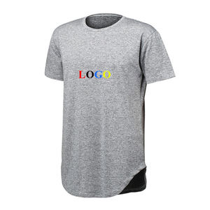 Magliette da <span class=keywords><strong>uomo</strong></span> personalizzate con Longline in tinta unita stampa floreale Design ufficiale intrecciata opzioni di stampa serigrafica per ragazzi - Product Image 2