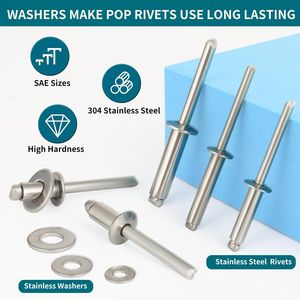 Aluminum Alloy Blind Rivets 0.125 In Diameter With Washer Included For Metal Joining Repair Kit - Product Image 2