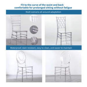 كراسي زفاف شيافاري فاخرة بالجملة من الأكريليك والبلاستيك الشفاف بتصميم فرنسي - Product Image 5