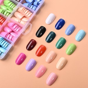 288 pièces/boîte, 24 couleurs, <span class=keywords><strong>faux</strong></span> ongles courts en forme d'amande, ovales, en <span class=keywords><strong>gel</strong></span> souple, à presser, rose/<span class=keywords><strong>bleu</strong></span>/nude, couverture complète, pointe d'<span class=keywords><strong>ongle</strong></span> en acrylique - Product Image 4