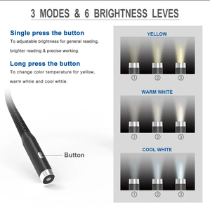Lampe <span class=keywords><strong>de</strong></span> livre LED rechargeable USB <span class=keywords><strong>flexible</strong></span> <span class=keywords><strong>de</strong></span> haute qualité pour une lecture confortable au <span class=keywords><strong>lit</strong></span> blanc <span class=keywords><strong>de</strong></span> petite taille - Product Image 6